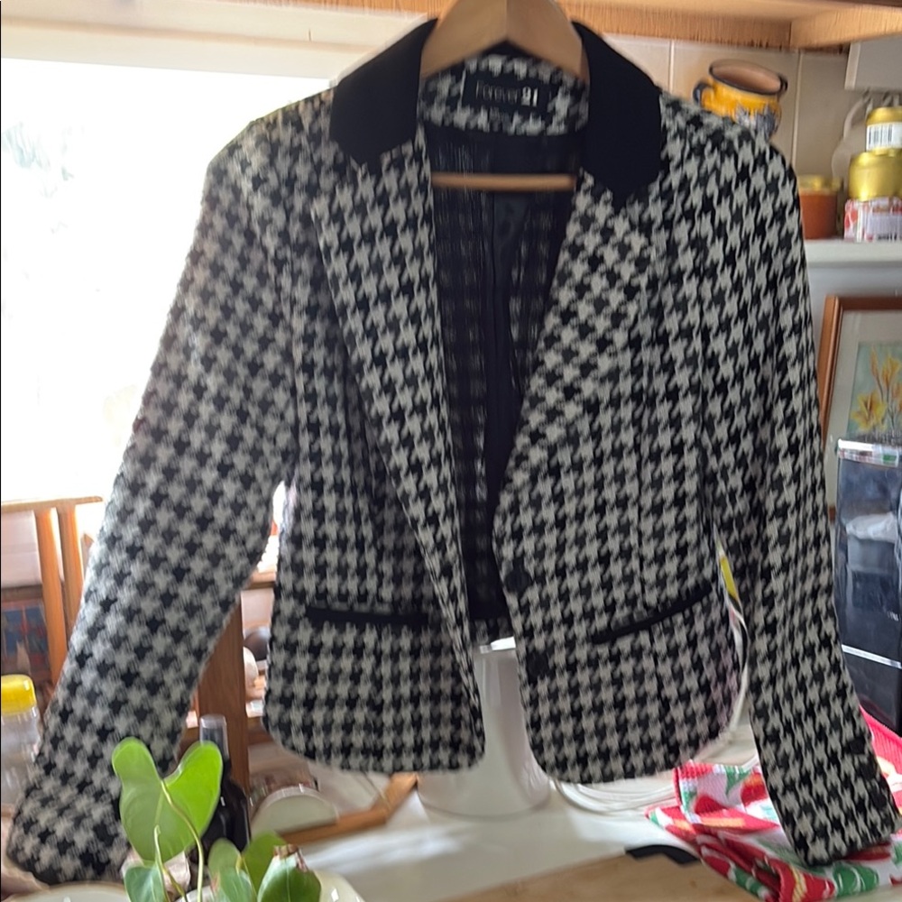 Forever 21 Womens Houndstooth Jacket Blazer Lined